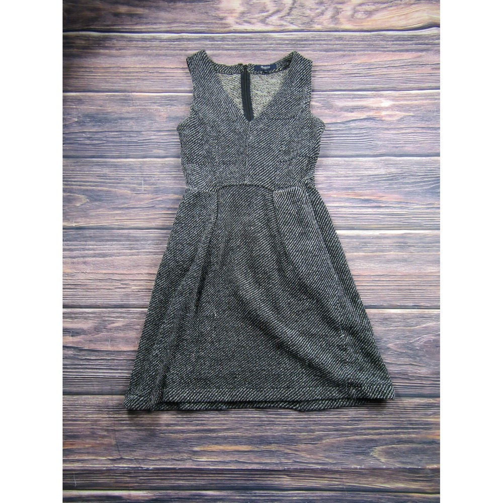 Madewell Womens Size XS Acrylic Gray A Line Sleeveless Dress Preowned V Neck
